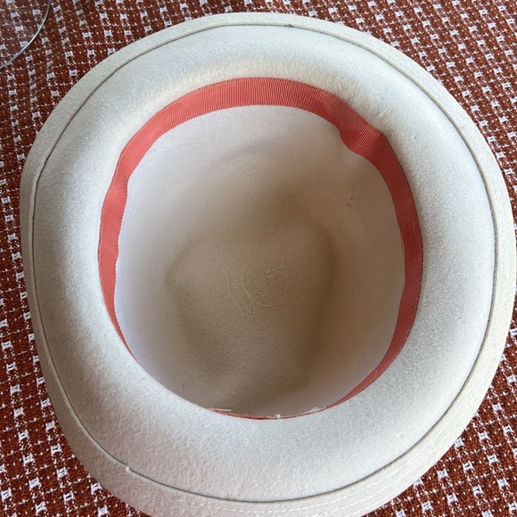 VTG Cream Wool Fedora Hat with Ribbon Band - Geo W Bollman - Picture 4 of 8